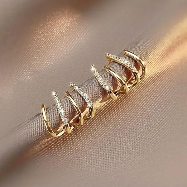 W Shape Zircon Korean Earring Cuff Earrings