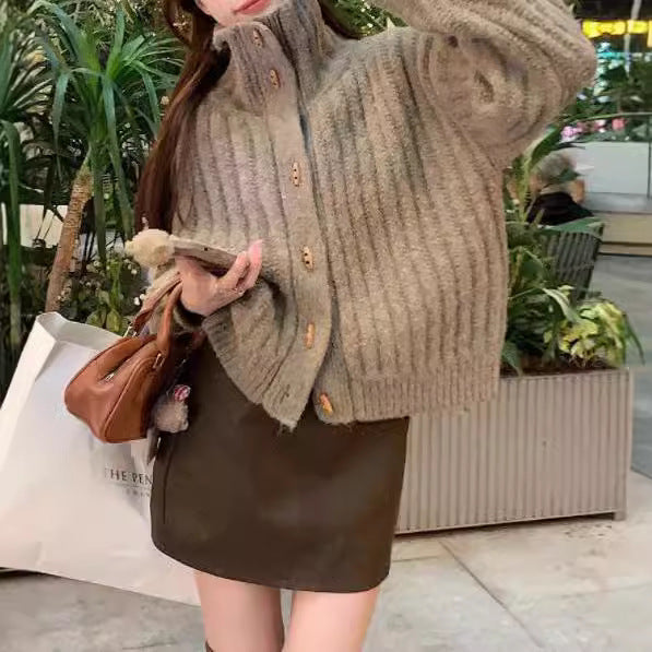 Japanese and Korean Style Lazy Style Turtleneck Sweater Women's Winter Retro Loose Small Warm Sweater All-match Coat Trendy