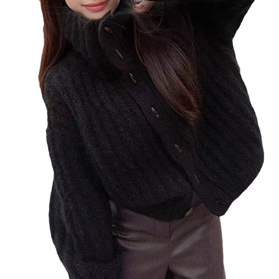 Japanese and Korean Style Lazy Style Turtleneck Sweater Women's Winter Retro Loose Small Warm Sweater All-match Coat Trendy