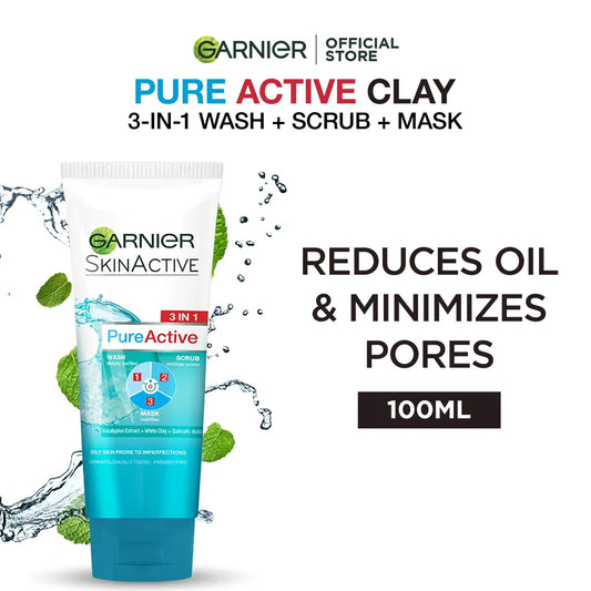 Garnier 3 In 1 Pure Active Face Wash-100ml