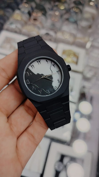 Black Aura Arabic Quartz Watch For Men