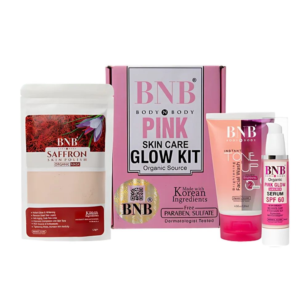 Bnb Pink Glow Kit 3 in 1 ( Toneup Facewash + Saffron Mask + Pink Glow Sunscreen)