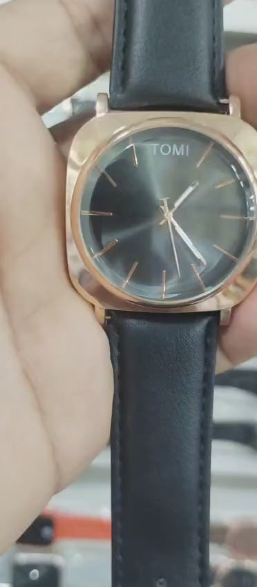 Tomi Original Leather Strap Watch